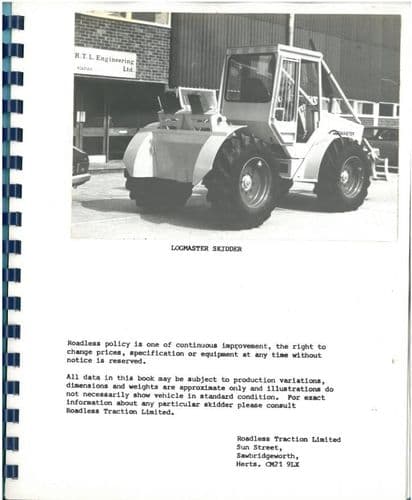 Roadless Tractor Logmaster Operators Manual