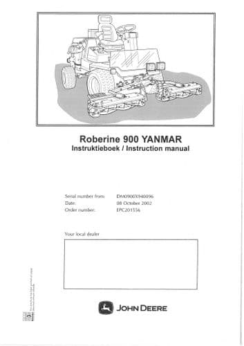 Roberine Mower 900 John Deere Professional 900 Operators Manual
