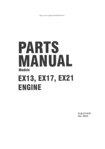 Robin America Inc Engine EX13 EX17 EX21 Parts Manual