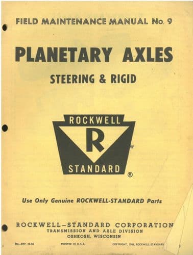 Rockwell Standard Planetary Axles Steering & Rigid PR and PS Model - Workshop Service Repair Manual