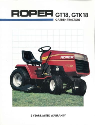 Roper Garden Tractor GT18 & GTK18 Brochure
