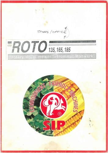Roto Drum Mower 135, 165, 185 Operators Manual with Parts List