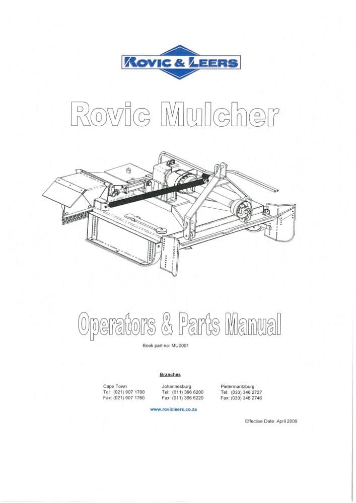 Rovic Leers Mulcher Operators and Parts Manual