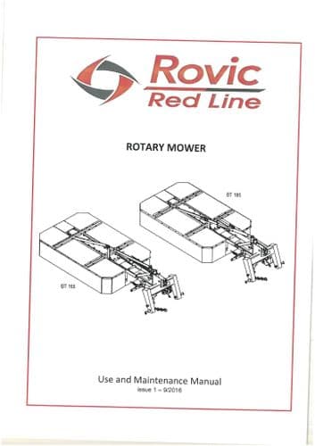 Rovic Red Line Rotary Mower Operators Manual