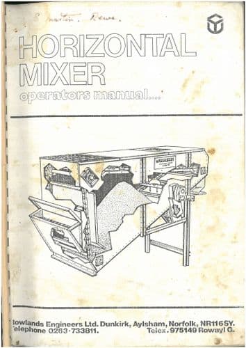 Rowlands Horizontal Feed Mixer Wagon  Operators Manual - ORIGINAL