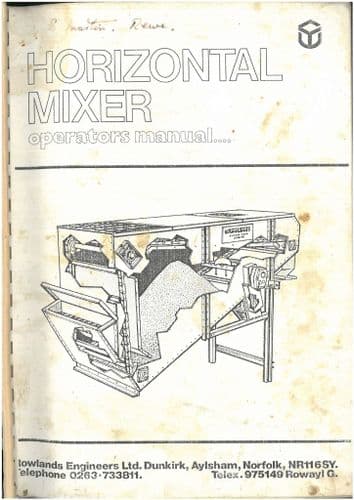 Rowlands Horizontal Feed Mixer Wagon  Operators Manual