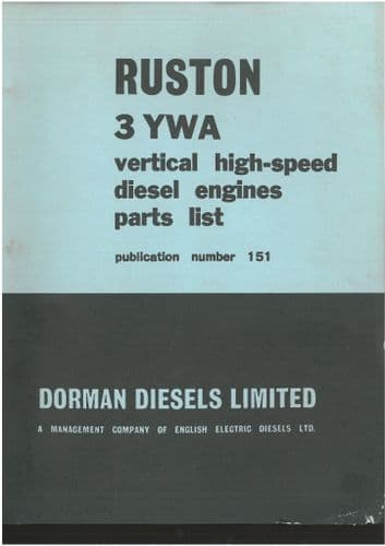 Ruston 3 YWA Vertical High-Speed Diesel Engine Parts Manual