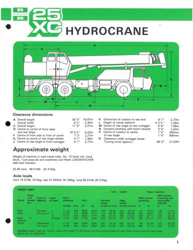 Ruston Bucyrus Hydrocrane 25XC Brochure - Hydro Crane
