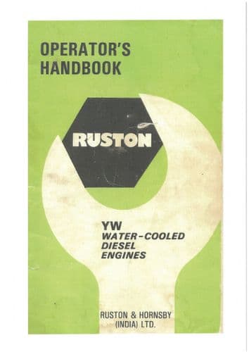 Ruston Hornsby Water Cooler Diesel Engine YW Operators Manual