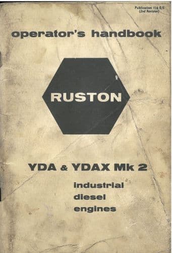 Ruston Industrial Diesel Engine YDA & YDAX Mark 2 MKII Operators Manual