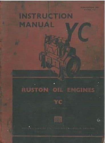 Ruston Oil Engines Class YC - 2, 3, 4 & 6 Cylinders Operators Manual