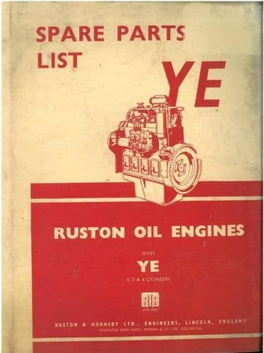 Ruston Vertical Diesel Engine Class YE - 4, 5 & 6 Cylinders Parts Manual