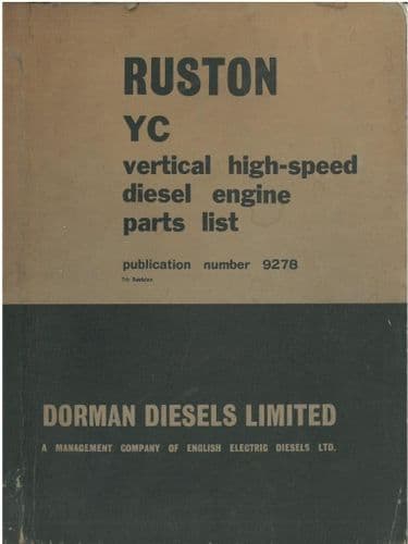 Ruston YC Vertical High-Speed Diesel Engine Parts Manual