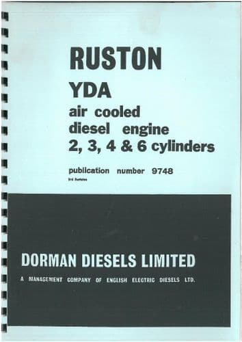 Ruston YDA Air Cooled Diesel Engine  2, 3, 4 & 6 Cylinders Operators Manual