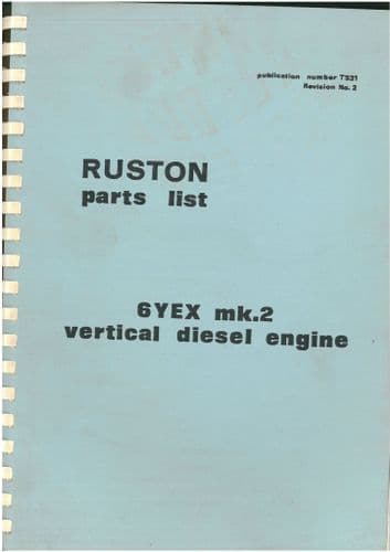 Ruston YEX Mk.2 Diesel Engine Parts Manual