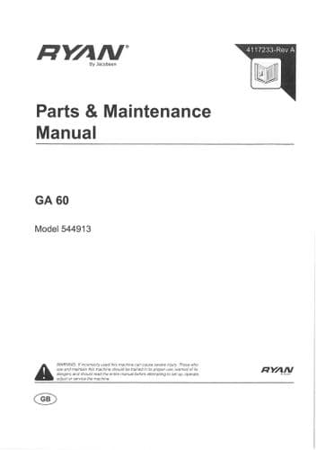 Ryan by Jacobsen Aerator GA60 Operators Manual  and Spare Parts List