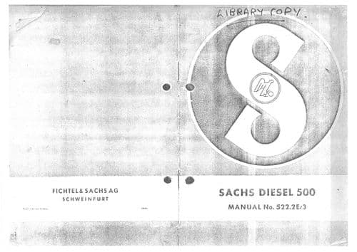 Sachs Diesel Engine 500 Operators Manual