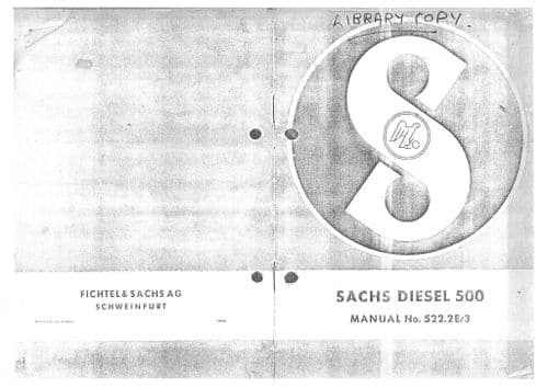 Sachs Diesel Engine 500 Operators Manual