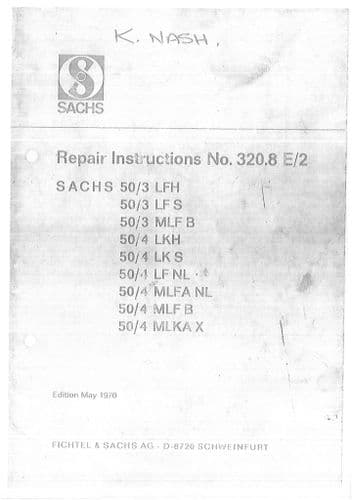 Sachs Engine 50-3LFH 50-3LFS 50-3MLFB 50-4 LKH 50-4 LKS 50-4LFNL 50-4MLFANL 50-4MLFB 50-4MLKAX Works
