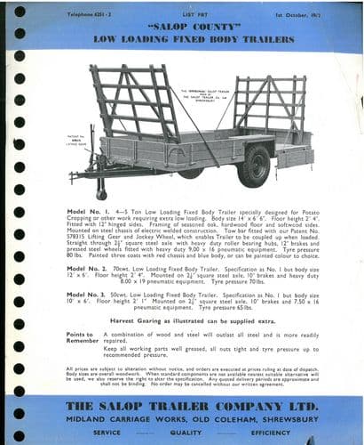 Salop County' Low Loading Fixed Body Trailer Brochure