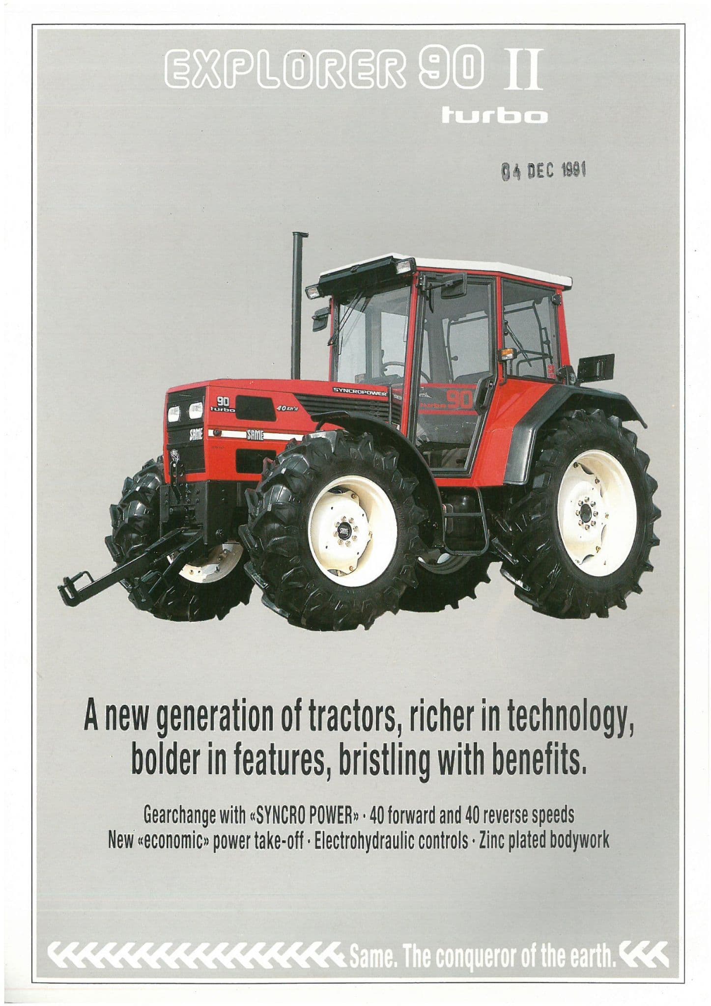 Same Explorer 90 II Turbo Tractor Grey Cover Brochure