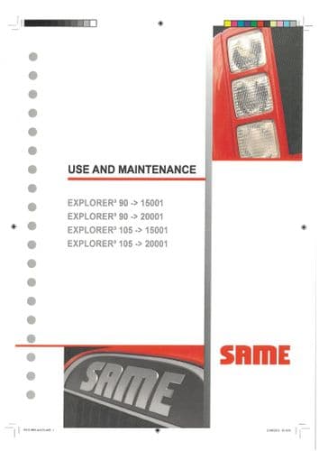 Same Tractor Explorer 3 - 90 & 105 Operators Manual