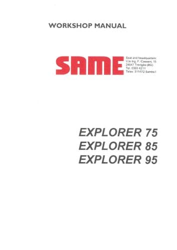 Same Tractor Explorer 75 85 95 Workshop Service Repair Manual