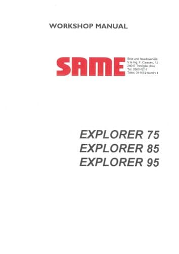 Same Tractor Explorer 75 85 95 Workshop Service Repair Manual
