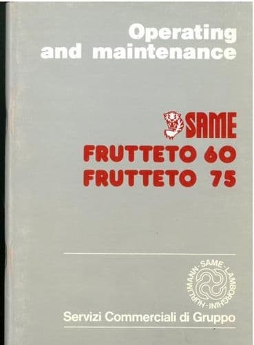 Same Tractor Frutteto 60 & 75 Operators Manual