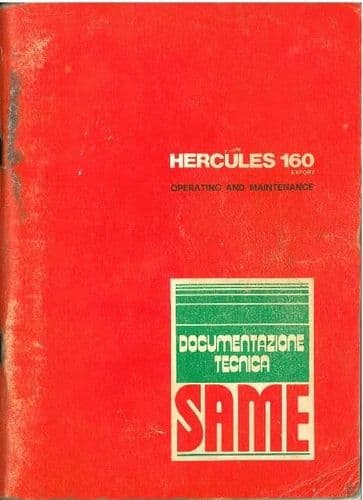 Same Tractor Hercules 160 Export Operators Manual