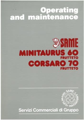 Same Tractor Minitaurus 60 &  Corsaro 70 Frutteto Operators Manual