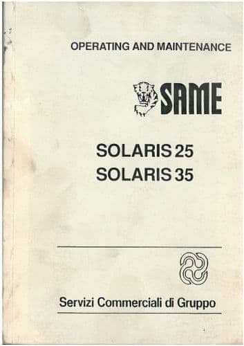 Same Tractor Solaris 25 and 35 Operators Manual