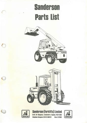 Sanderson Forklift 40 50 60 70 80 100 504 604 604STC 704 804 1004 Parts Manual