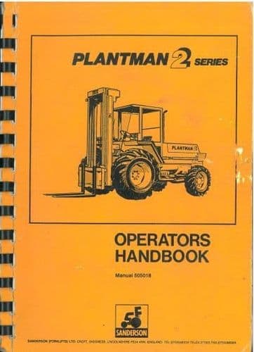 Sanderson Forklift Plantman 2 Series Operators Manual
