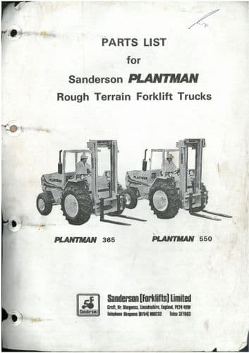 Sanderson Forklift Plantman 365 & 550 Parts Manual