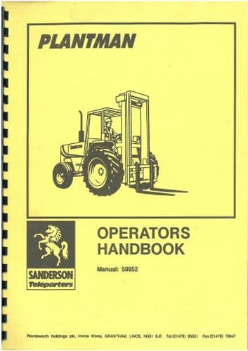 Sanderson Forklift SB Plantman  50 504 60 604 604S 70 704 80 804 100 1004 Operators Manual