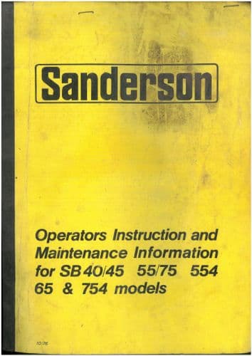 Sanderson Forklift Truck SB Series SB40 SB45 SB55 SB554 SB65, SB75 SB754 Operators Manual