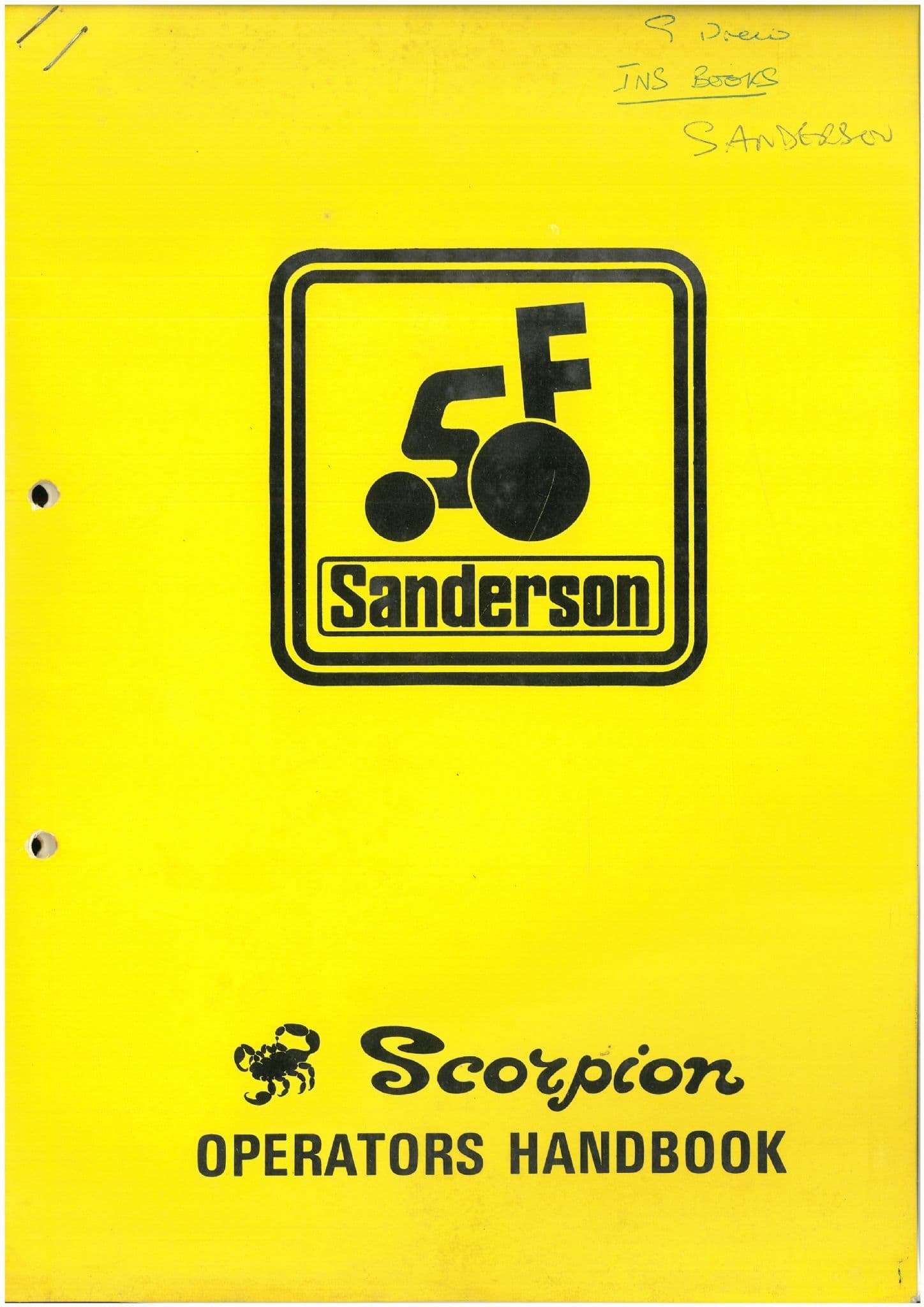 Sanderson Scorpion Skid Steer Operators Manual - ORIGINAL