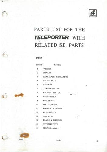 Sanderson Teleporter 227 227T 227S 227TS  247 247T 247TS  Parts Manual - ORIGINAL