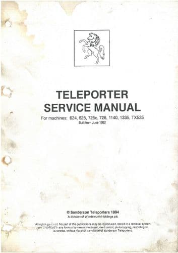 Sanderson Teleporter Telehandler 624 625 725 726 1140 1335 TX525 Workshop Service Manual