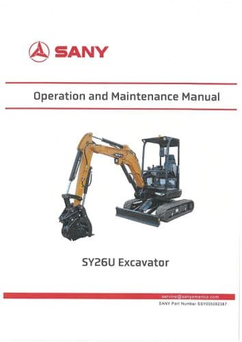 Sany America Excavator SY26U Operators Manual