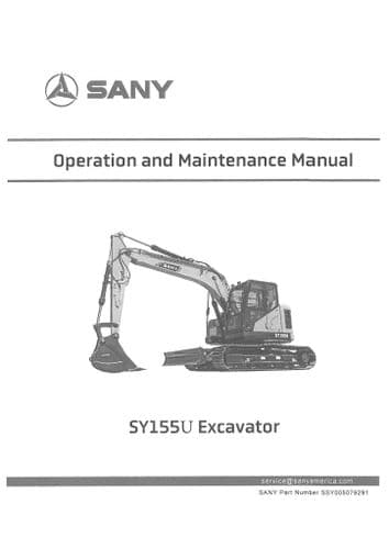 Sany Excavator SY155U Operators Manual