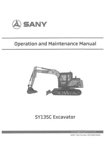 Sany Excavator SY355C Operators Manual