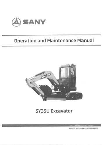 Sany Excavator SY35U Operators Manual