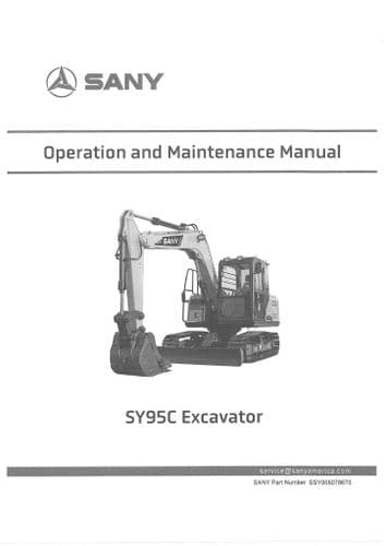 Sany Excavator SY95C Operators Manual
