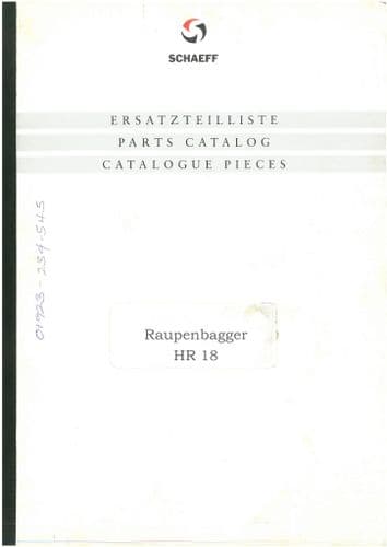 Schaeff Crawler Loader HR18 Parts Manual - Raupenbagger