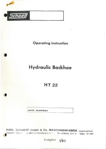 Schaeff Hydraulic Backhoe HT22 Operators Manual - Hydraulik Anbaubagger - HT 22