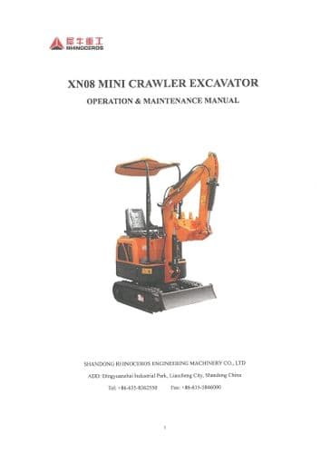 Shandong Rhinoceros Mini Excavator XN08 Operators Manual