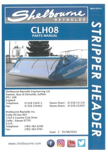 Shelbourne Reynolds Stripper Header CLH08 Parts Manual