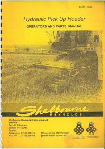 Shelbourne Reynolds Stripper Header SR4800 SR5400 SR600 Operators Manual